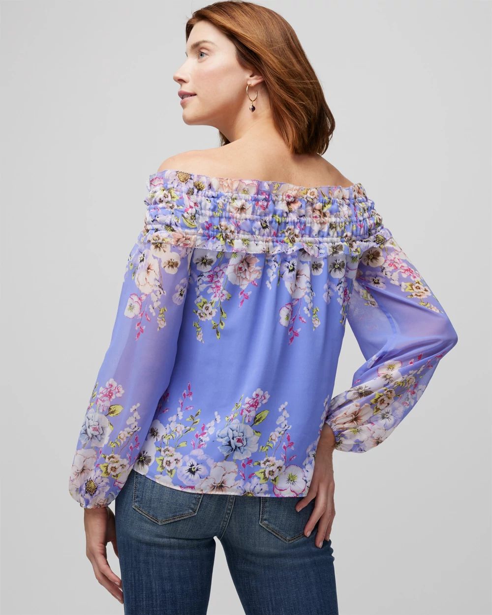 Long-Sleeve Off the Shoulder Ruffle Blouse