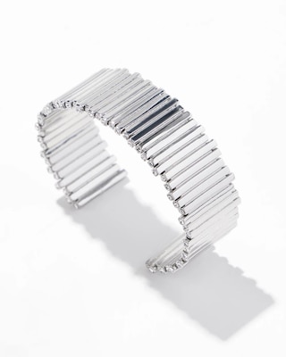 Silver Wavy Clear Crystal Cuff