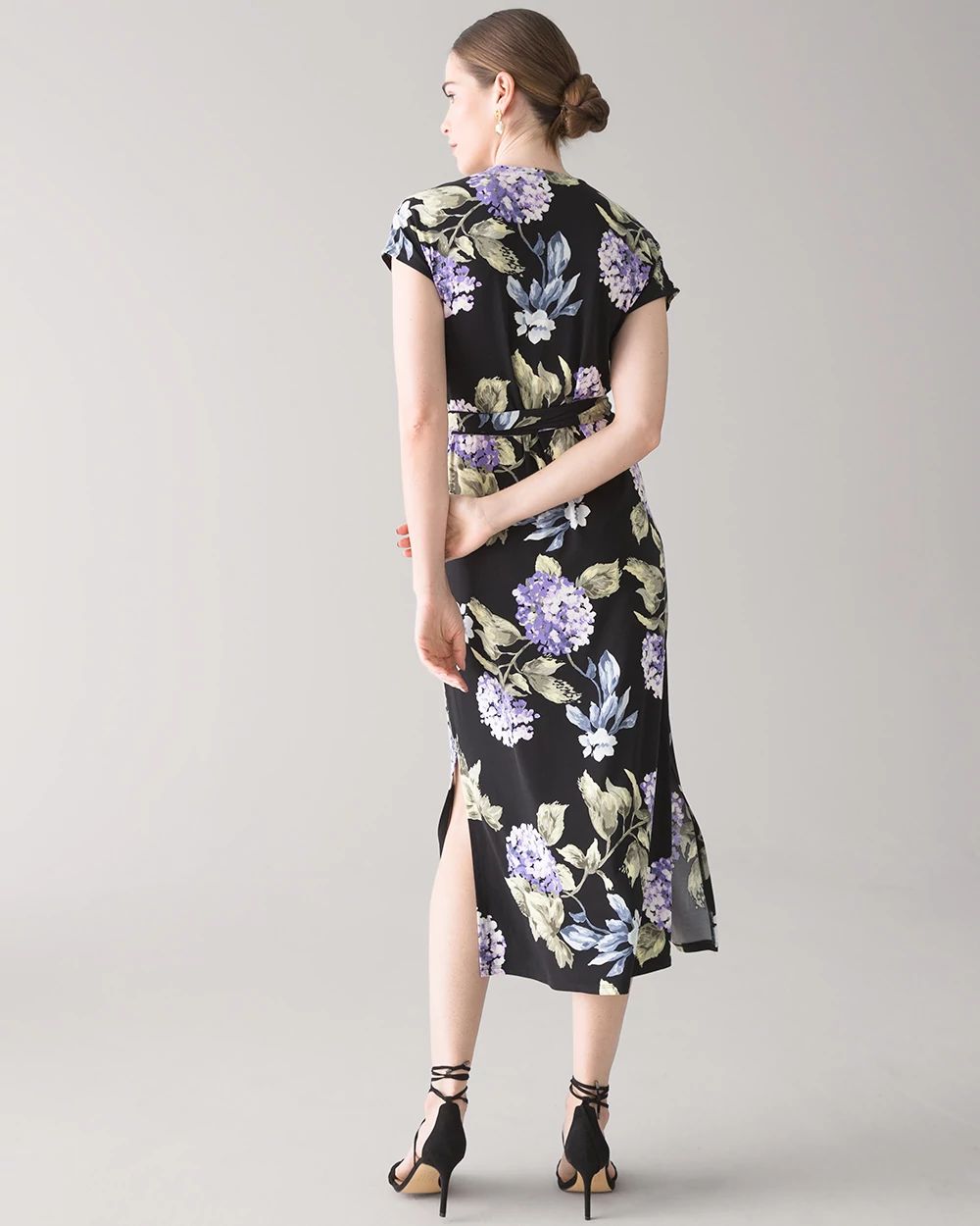 Button-Front Midi Wrap Dress