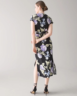 Button-Front Midi Wrap Dress