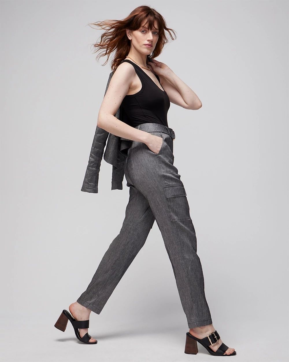 Petite Linen-Blend Belted Utility Pant