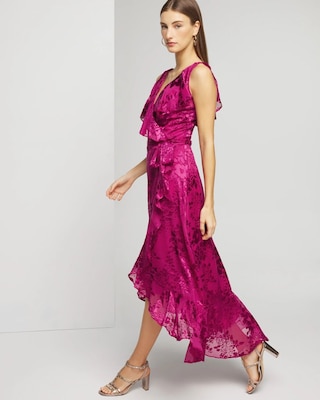 Sleeveless Burnout Wrap Midi Dress