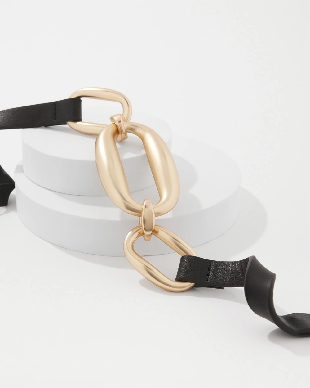 Links Faux Leather Skinny Belt