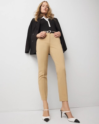 WHBM® Elle Slim Ankle Luxe Double Weave Pants click to view larger image.
