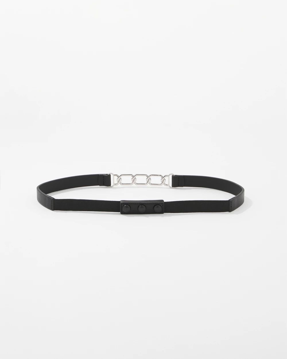 Silver Chain + Faux Leather Stretch Belt