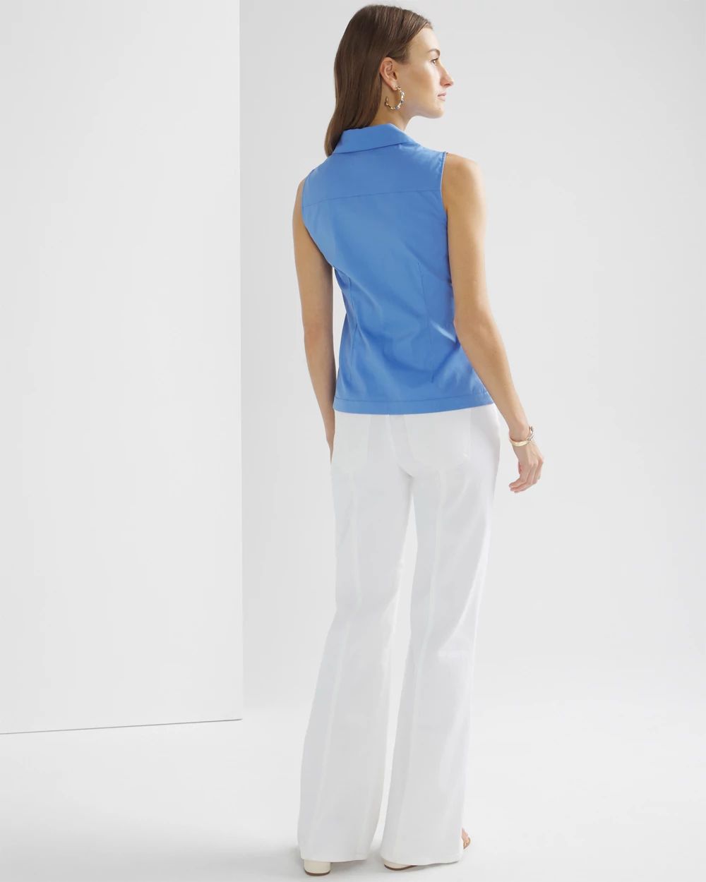 Petite Sleeveless Ruched Front Shirt click to view larger image.
