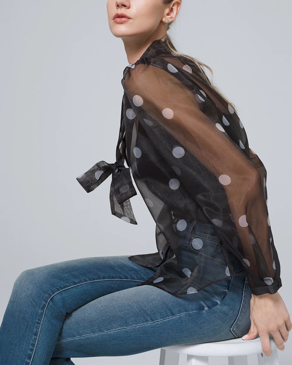 Petite Organza Dot Blouse