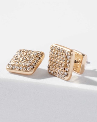 Gold Pave Crystal Stud Earrings click to view larger image.