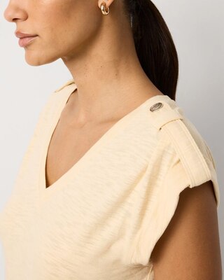 V-Neck Tee with Epaulets click to view larger image.