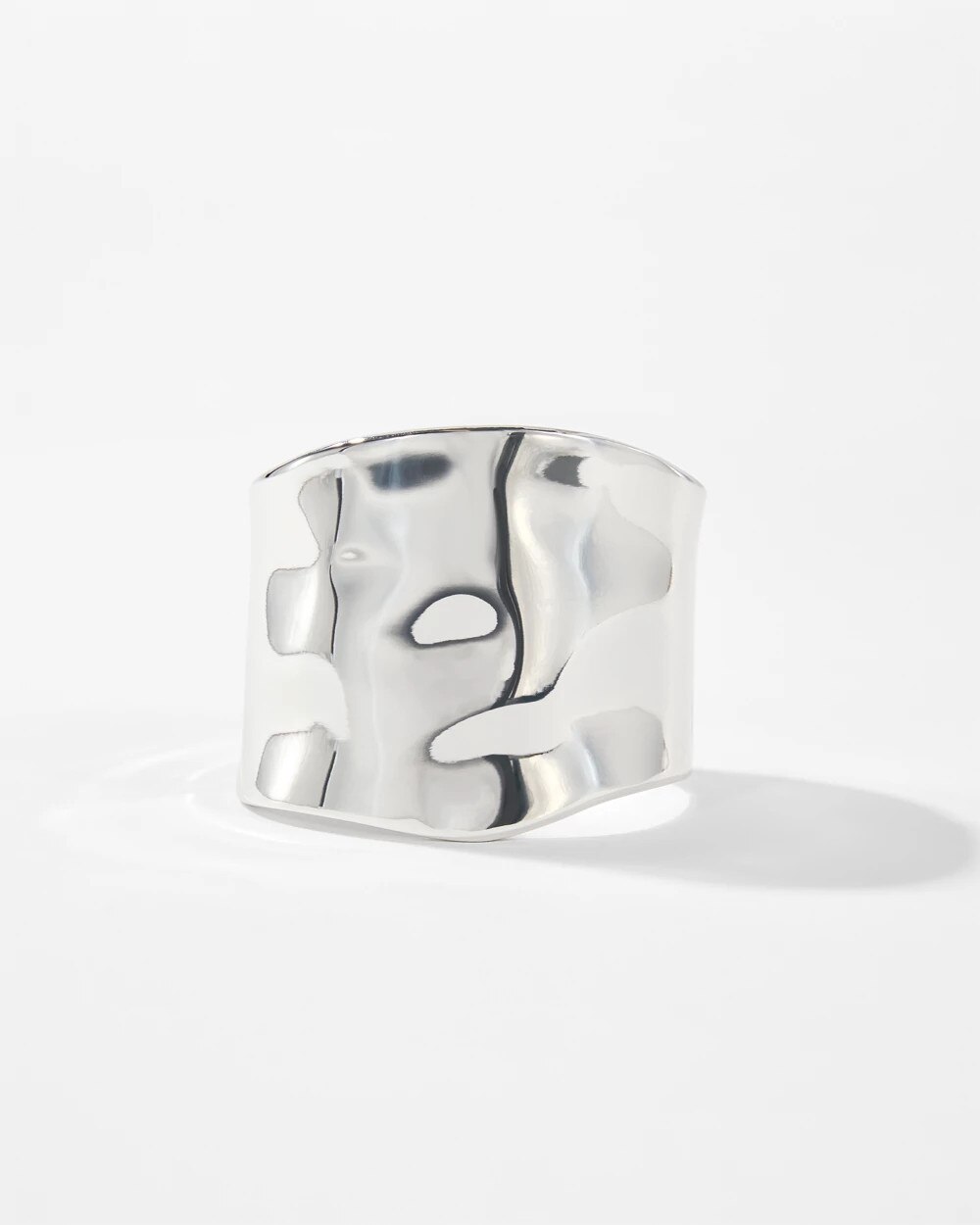 Silver Hammered Cuff Bracelet - image 2