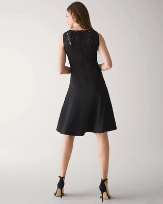 Petite Lace Yoke Fit and Flare Dress
