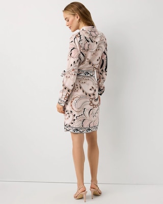 Tie-Waist Faux Wrap Shirt Dress click to view larger image.