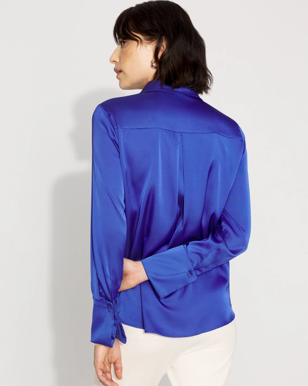 Petite Satin Tuxedo Cuff Shirt