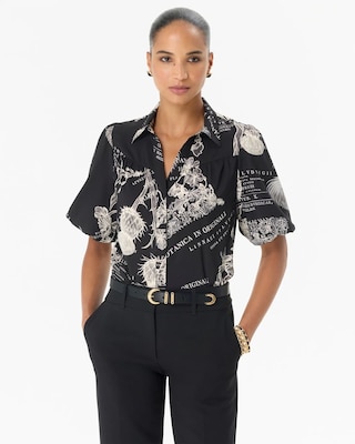 Matte Satin Y-neck Button Front Shirt