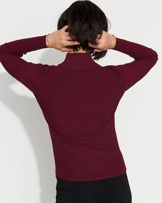 Rib Knit Half-Zip Mock Neck Sweater click to view larger image.