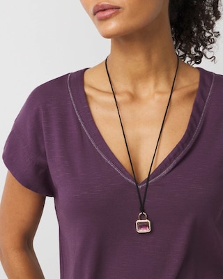 Amethyst Padlock Charm Necklace