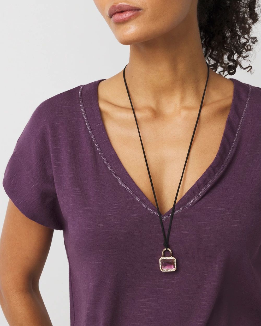 Amethyst Padlock Charm Necklace