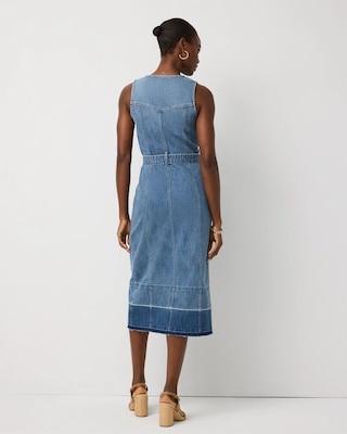 Belted Denim Midi Dress click to view larger image.