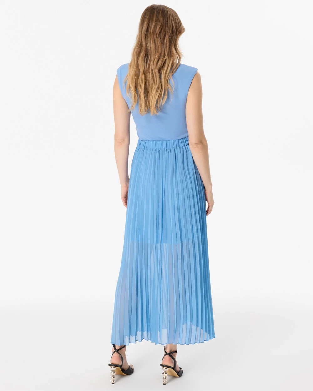 Pleated Crepe Maxi Skirt