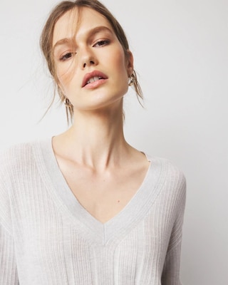 Relaxed Cashmere-Blend V-Neck Sweater click to view larger image.