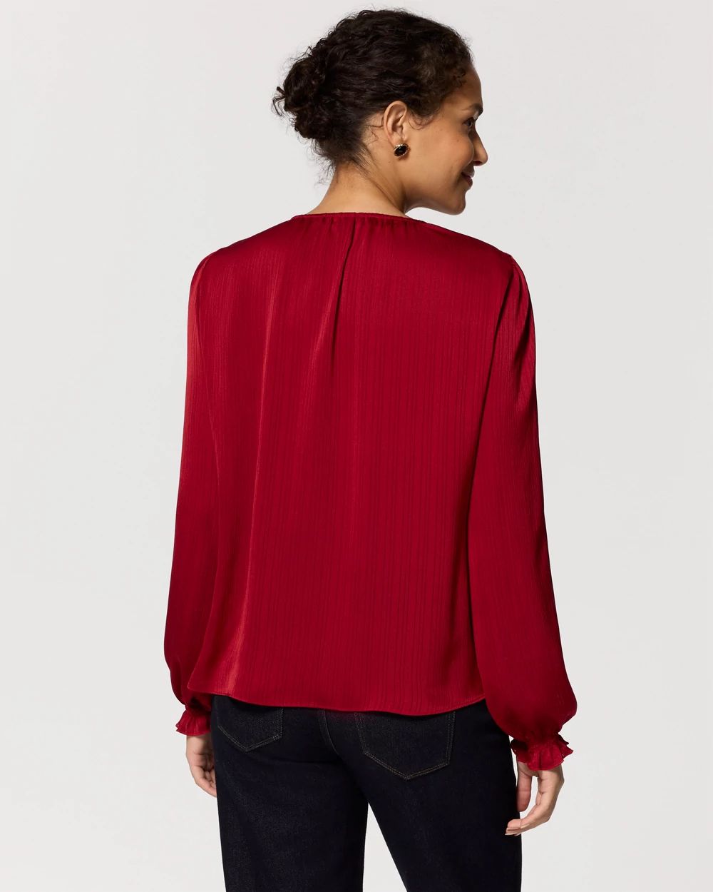 Shadow Stripe Satin Blouse click to view larger image.
