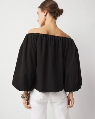 Off-the-Shoulder Drama Sleeve Blouse click to view larger image.