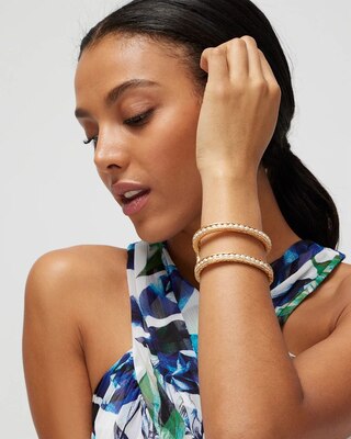 Goldtone and Faux Pearl Cuff Bracelet