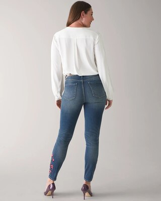 High-Rise Rose Embroidered Skinny Jean