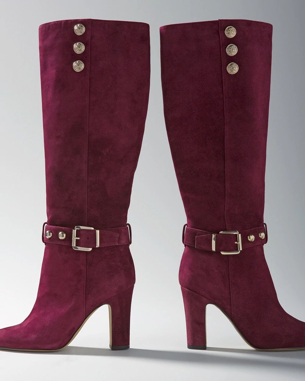 Suede Military High-Heel Boot