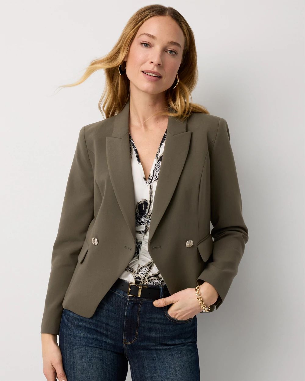 Cropped Double Button Blazer