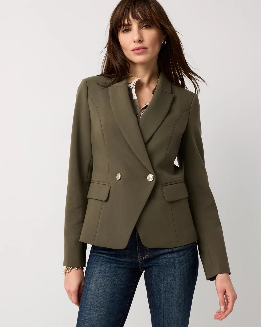 Cropped Double Button Blazer