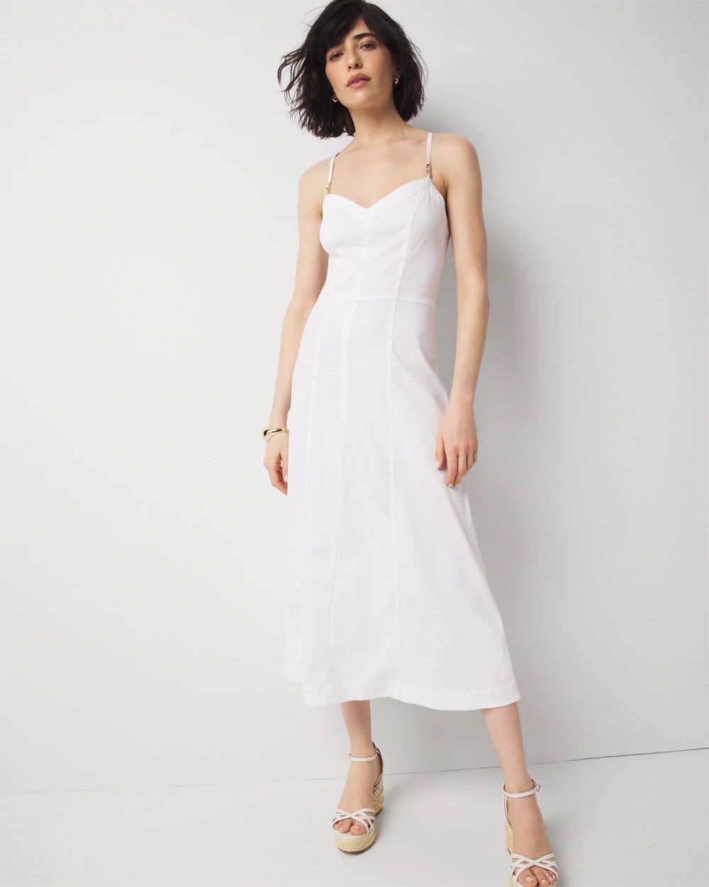 Bead Detail Poplin Midi Dress