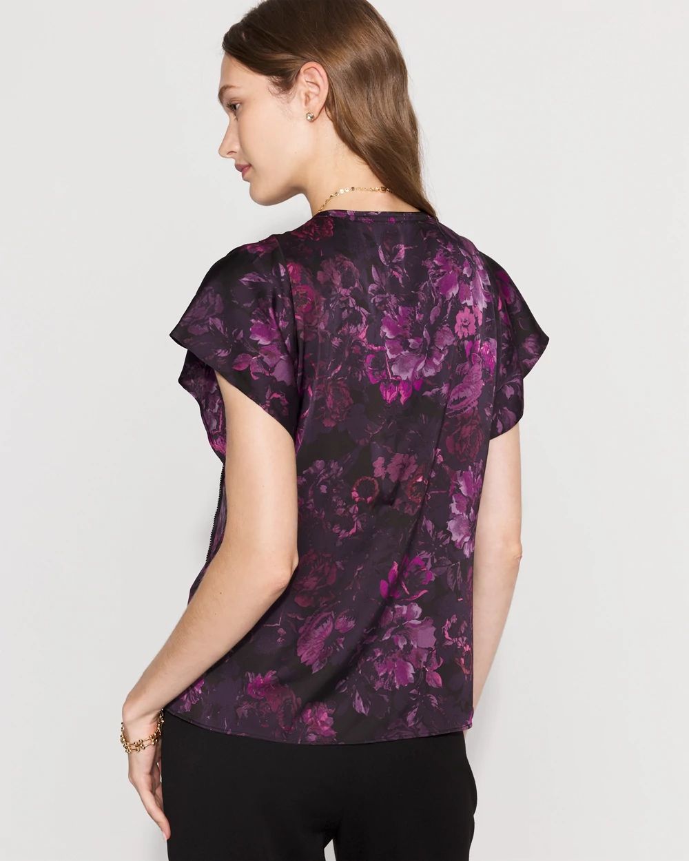 Flutter Sleeve Satin Shell Top click to view larger image.