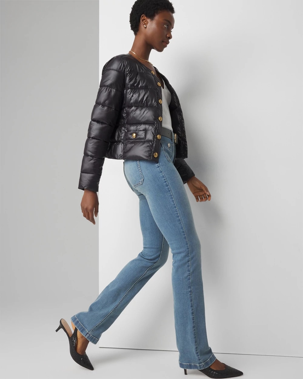 Collarless Puffer Jacket