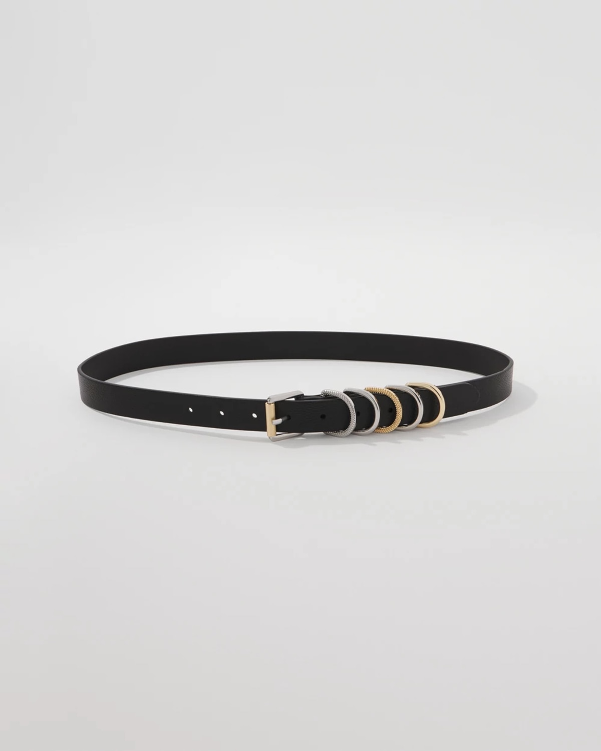 White House Black Market Textured Mixed Metal Skinny Belt In Black