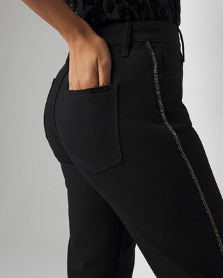 High-Rise Sculpt Embellished Trim Straight Jean click to view larger image.