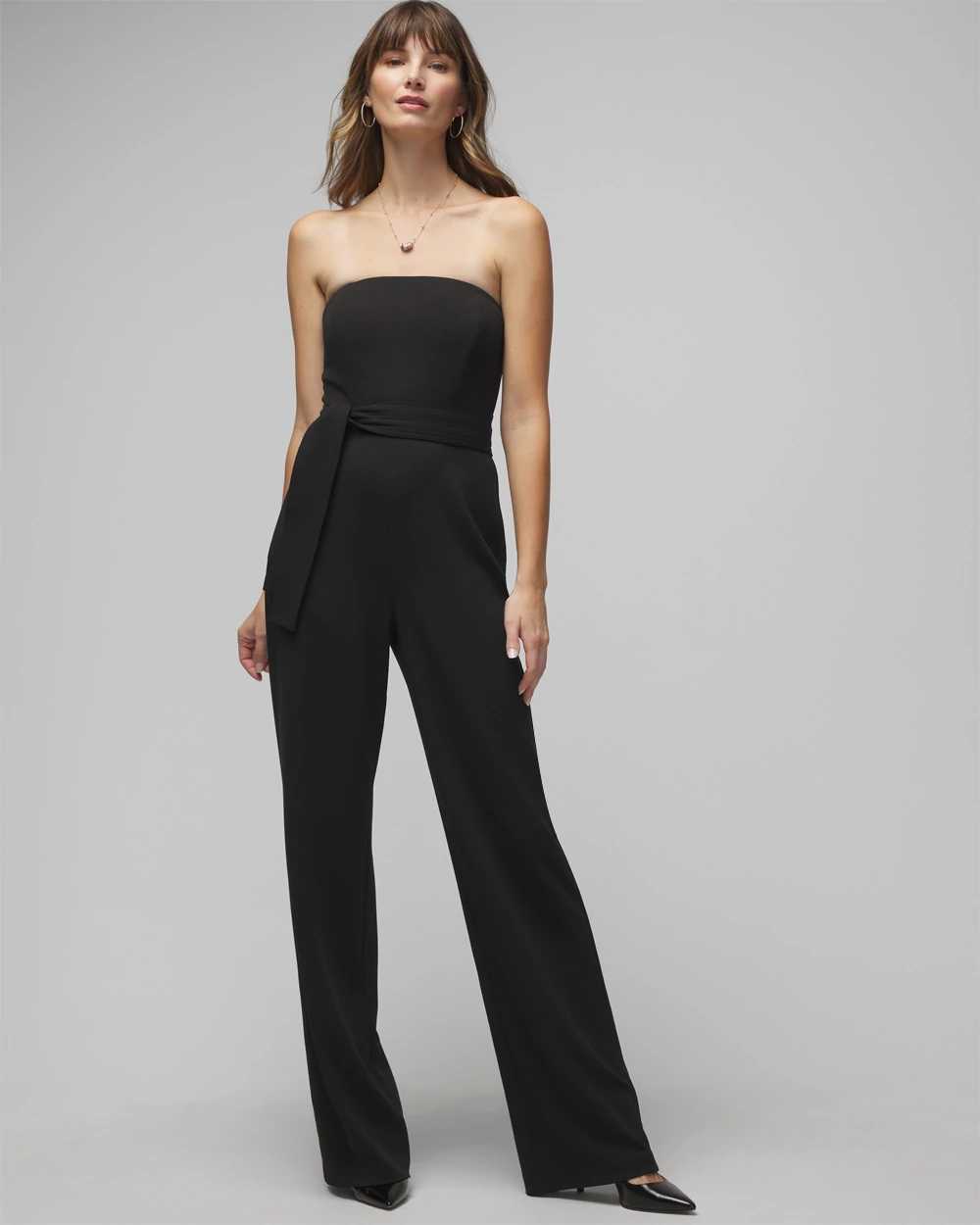 Petite Strapless Belted Jumpsuit