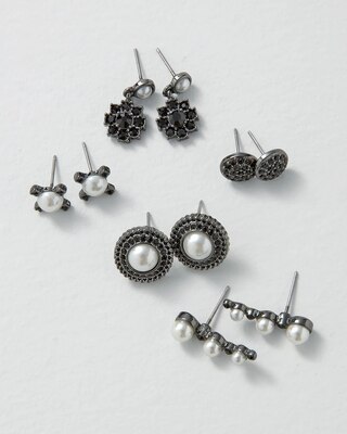 Hematite & Pearl 5-Pack Earrings