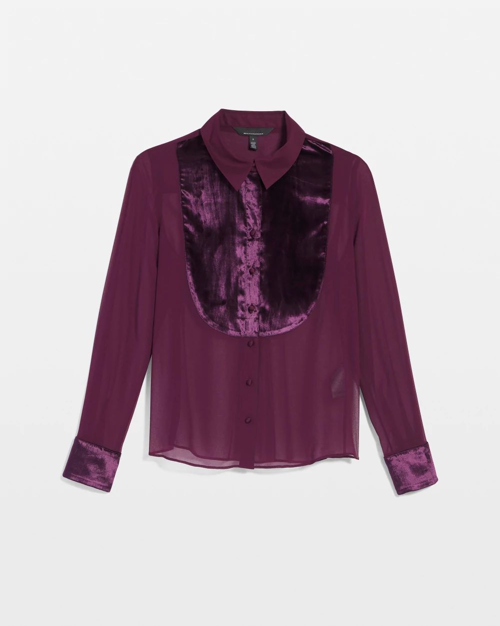 Velvet & Chiffon Tuxedo Shirt
