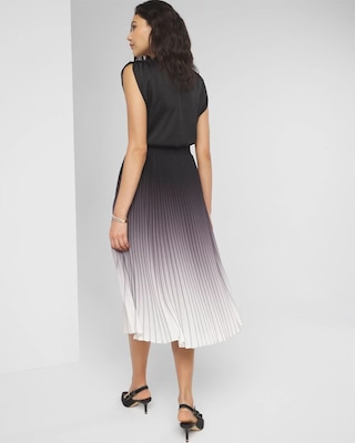 Pleated Ombre Midi Skirt