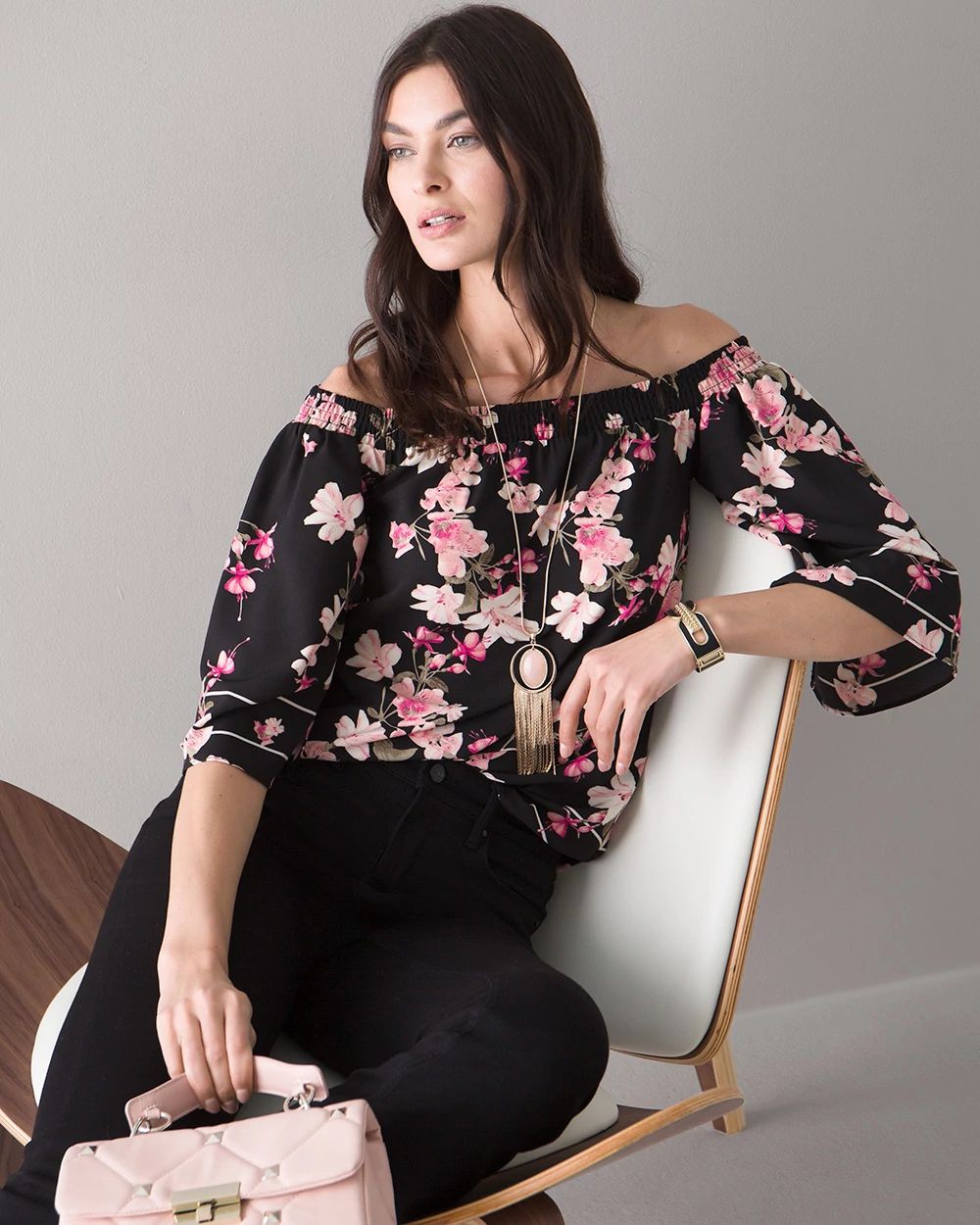 Acka sheer flower jacquard blouse