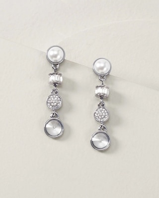 Pearl & Crystal Linear Earrings click to view larger image.