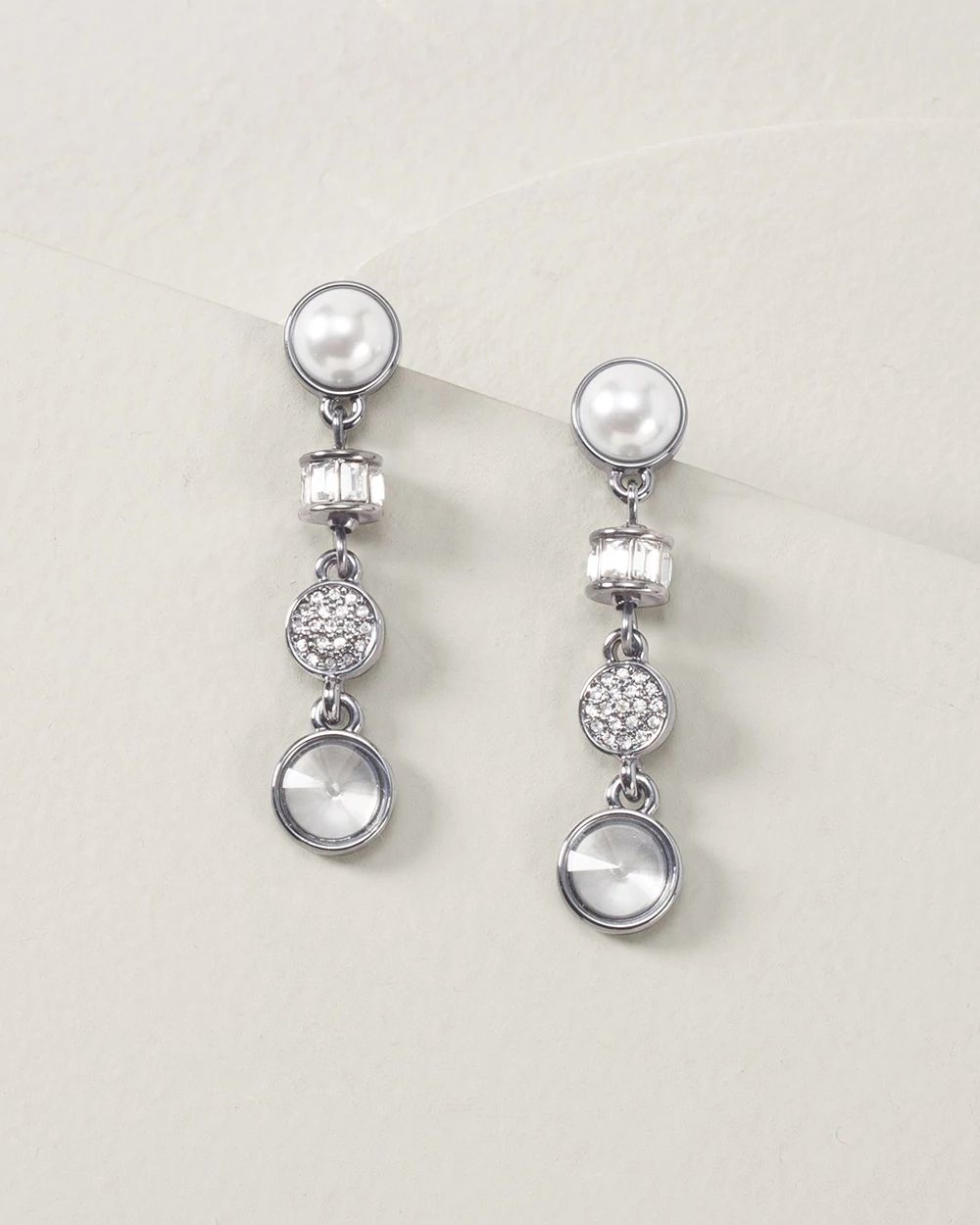 Pearl & Crystal Linear Earrings click to view larger image.