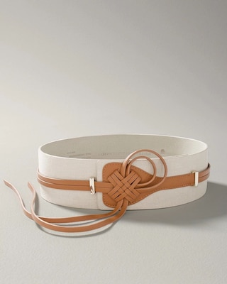 Linen & Vegan Leather Knot Obi Belt click to view larger image.