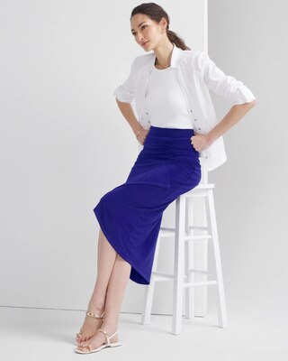 Petite Ruched Matte Jersey Surplice Skirt