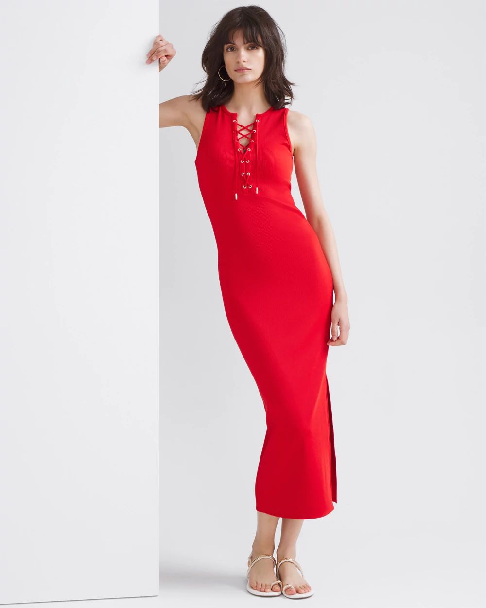 WHBM® FORME Ribbed Lace-Up Dress