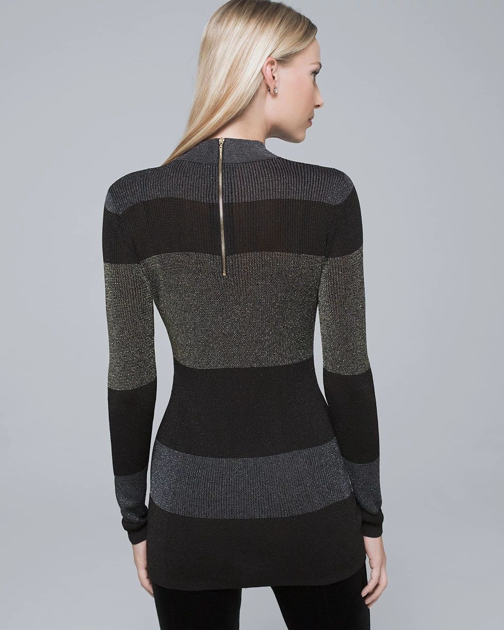 Metallic-Colorblock Sweater Tunic