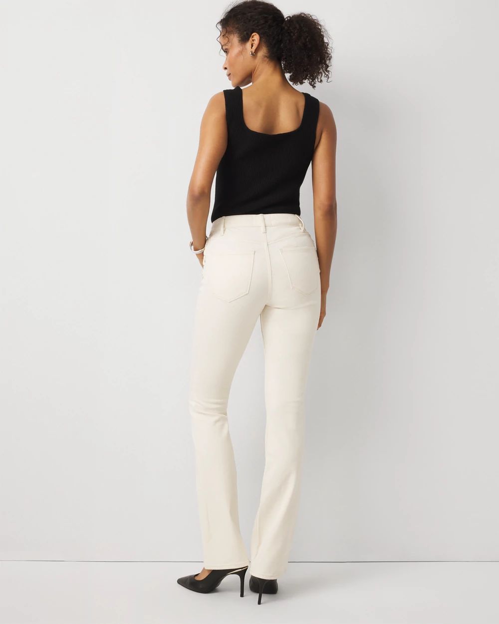 Petite Lace-Up Detail High Rise Bootcut Jean