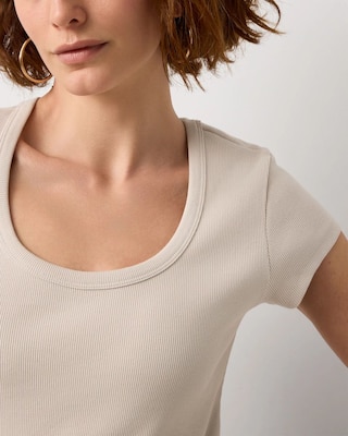 WHBM FORME™ Ribbed Scoop Neck Tee click to view larger image.