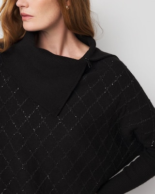 Sequin Argyle Sweater Poncho click to view larger image.